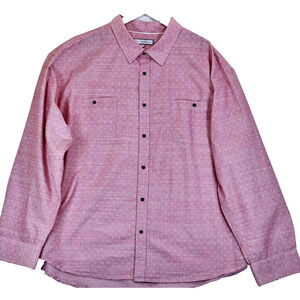 PD&C Men's Long Sleeve Shirt Pink Size Big/Tall 5X Cotton Blend ButtonUp Pockets